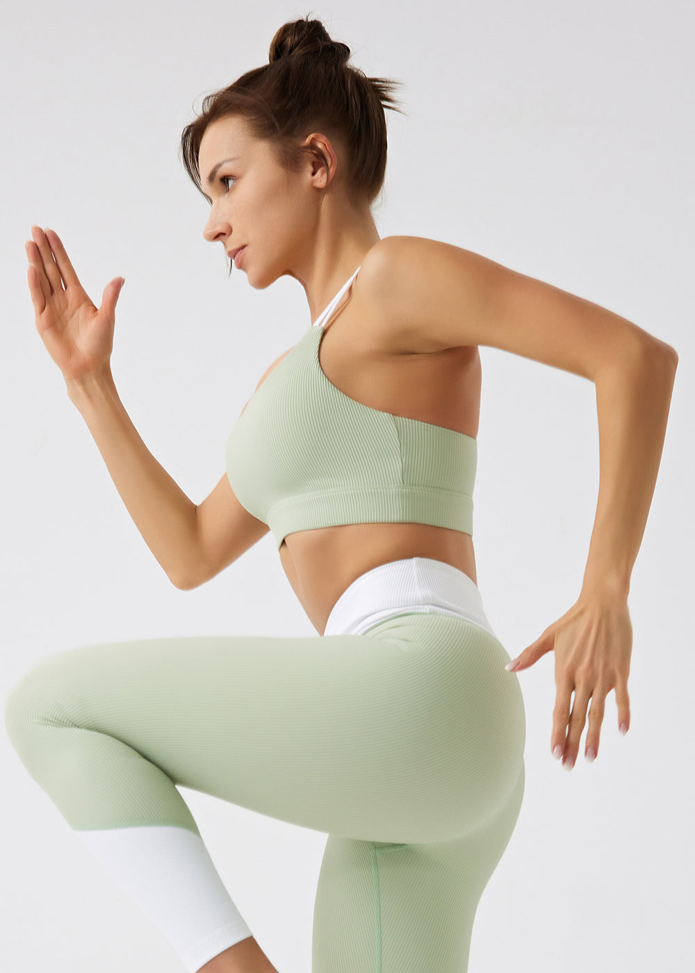Asymmetric Straps Ribbed Bra