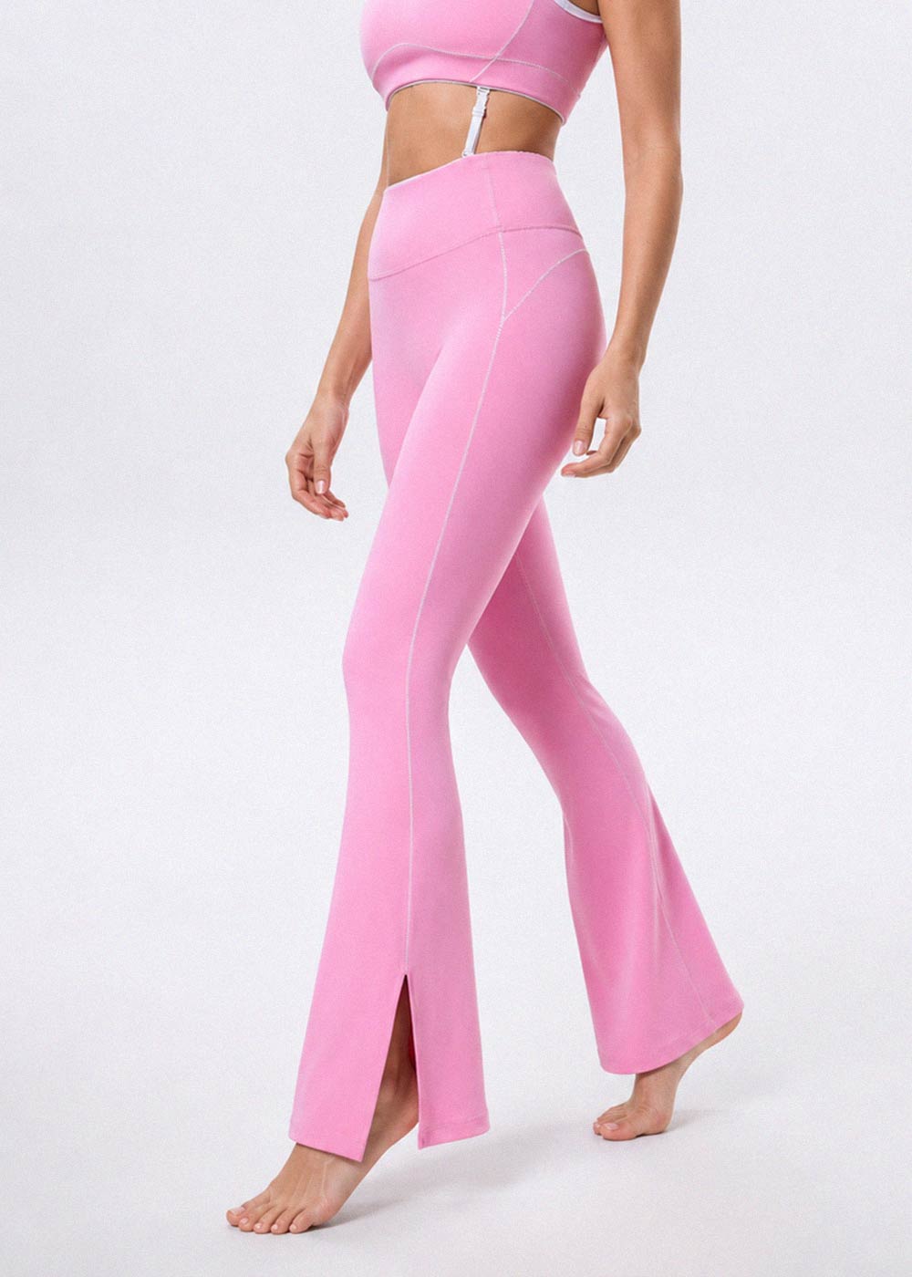 High-Waist Flared Leggings with Slit Hem
