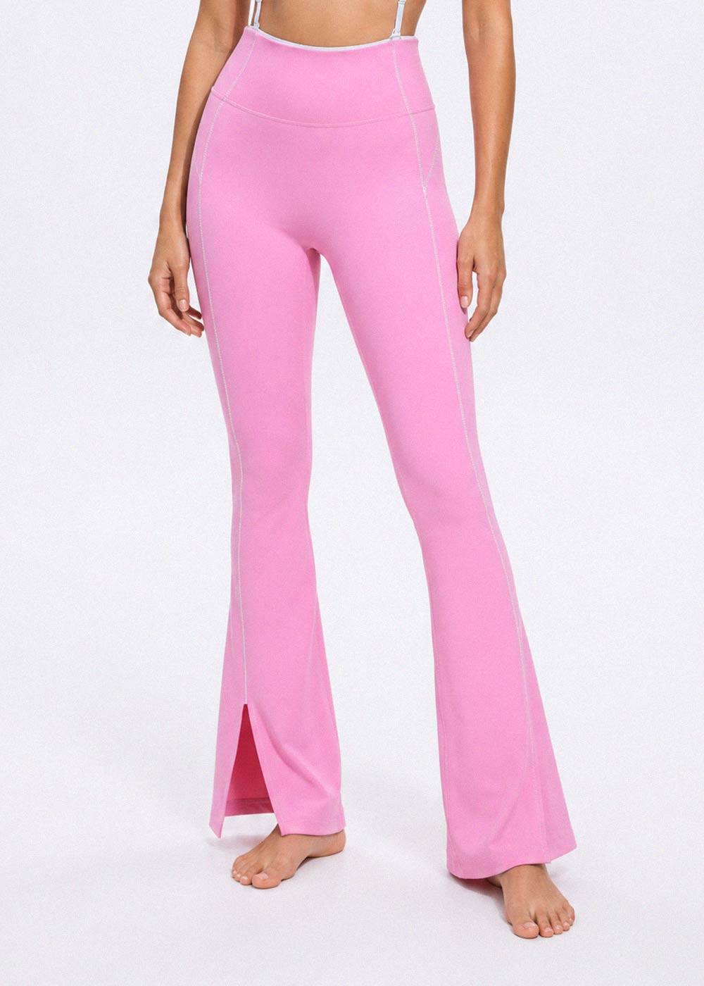High-Waist Flared Leggings with Slit Hem