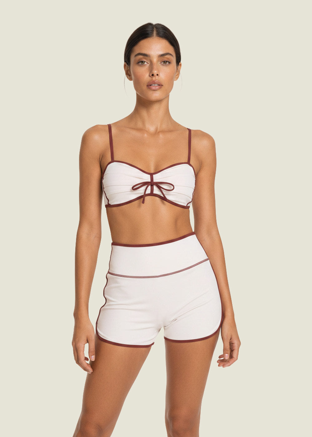 Contrast‑Trim High Waist Biker Shorts