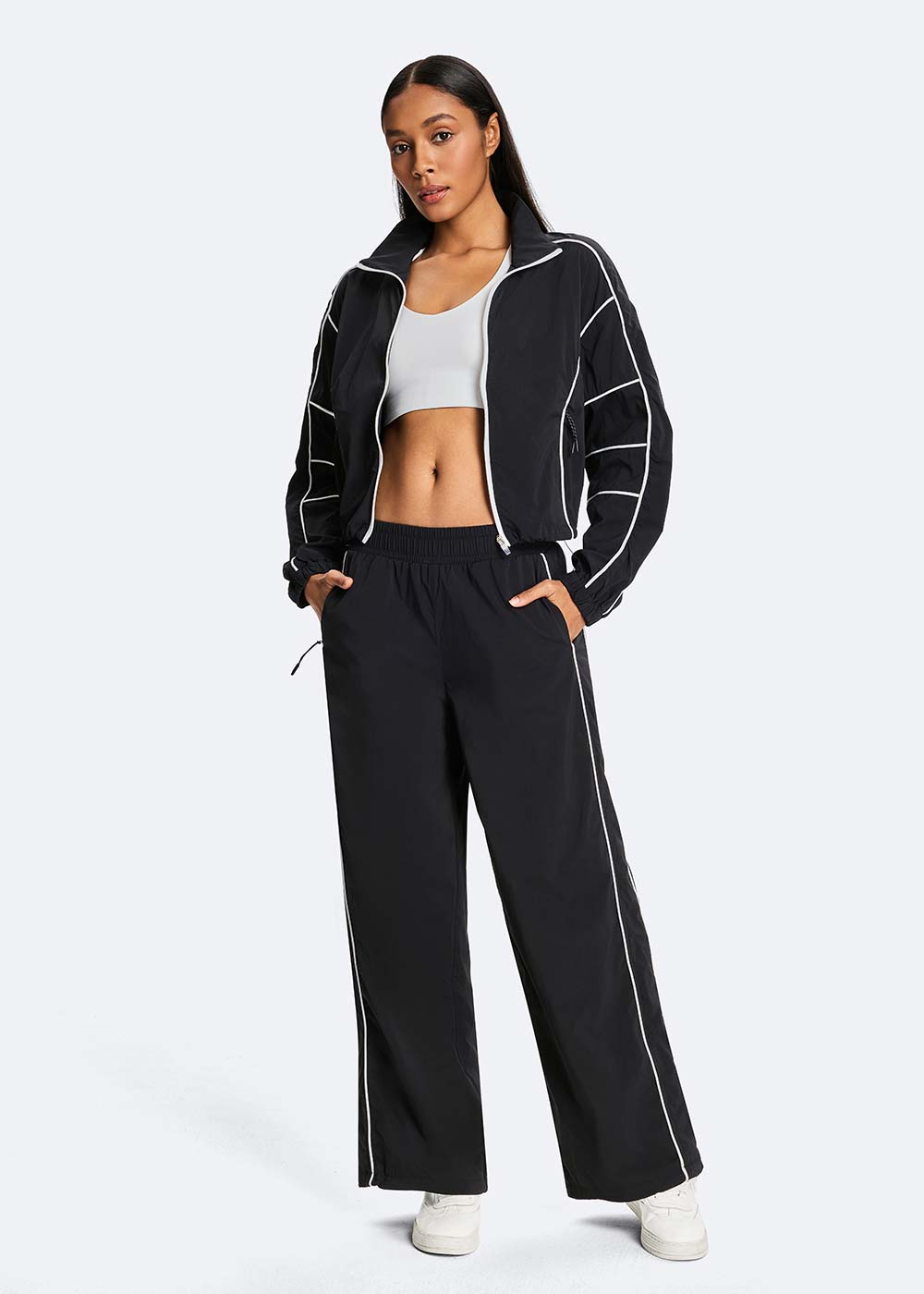Mesh Lined Loose Straight Athletic Pants