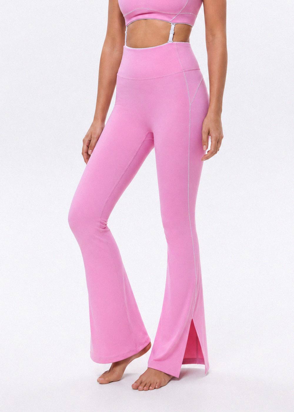 High-Waist Flared Leggings with Slit Hem