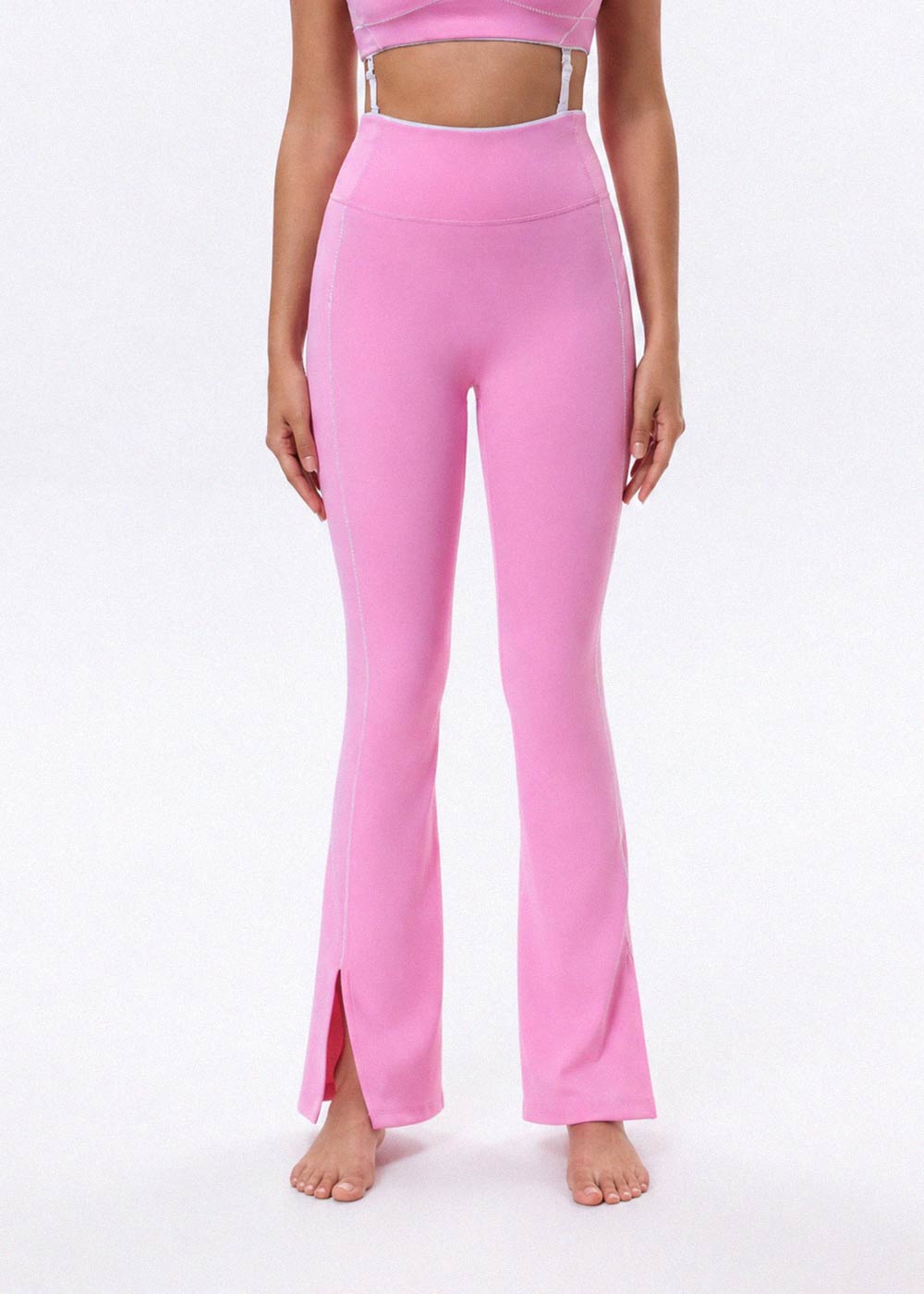 High-Waist Flared Leggings with Slit Hem