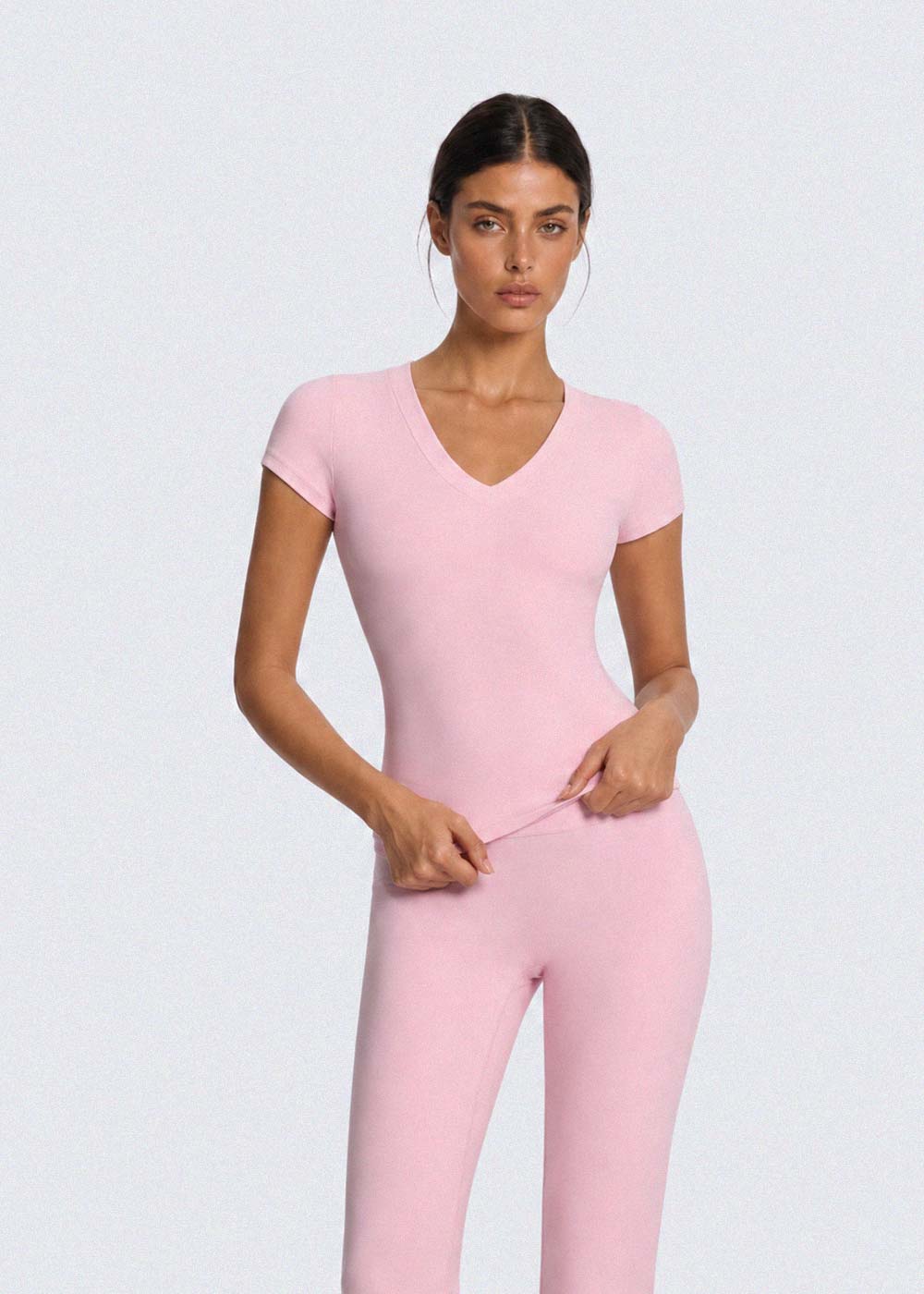 Women Buttery Soft V-Neck Fitted Shirt