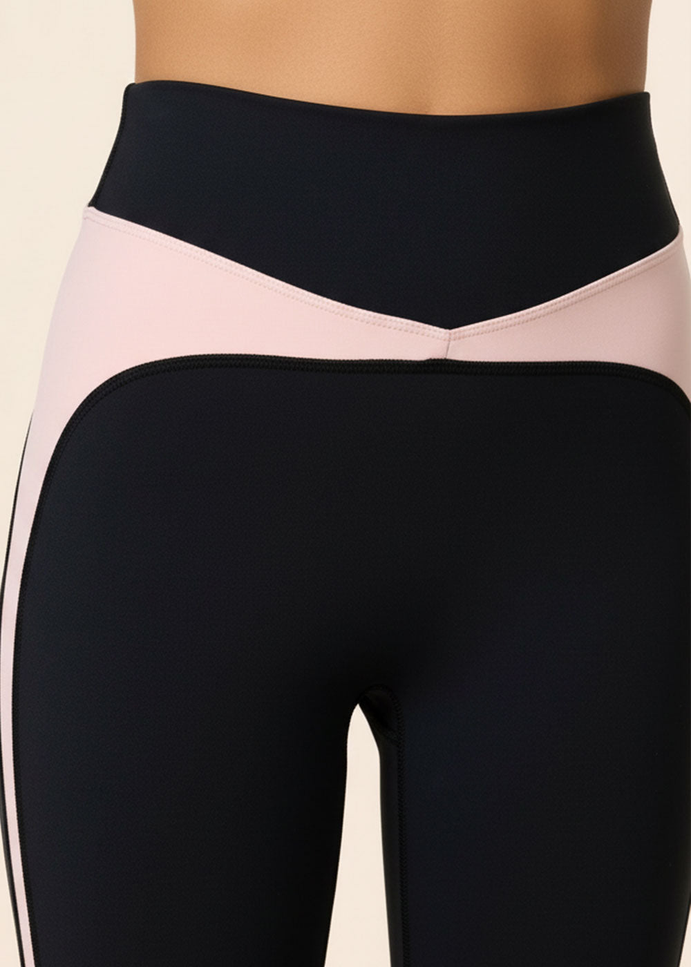 Contrast V-Waist Side-Stripe Flare Pants