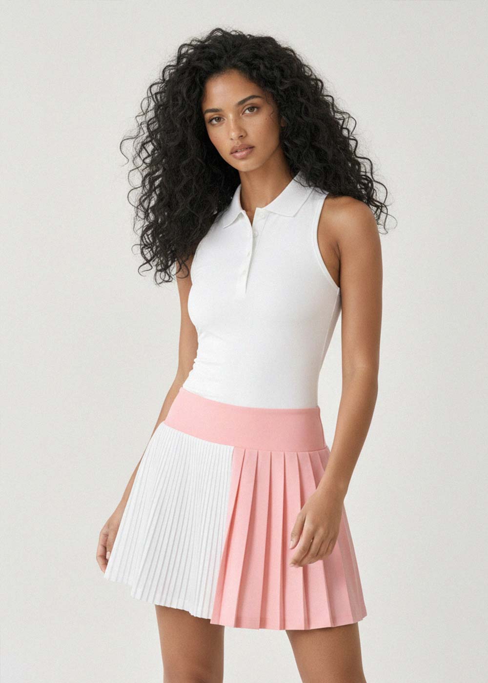 Color Block Pleated Tennis Skort