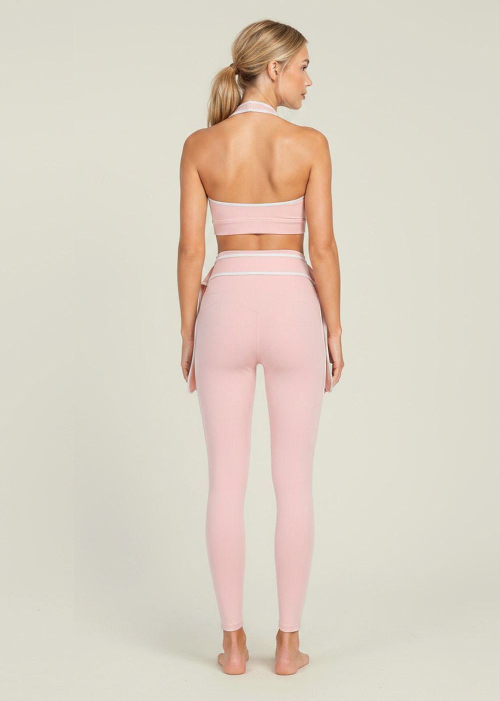 V‑Neck Front Knot Halter Twist Cut‑Out Sports Bra