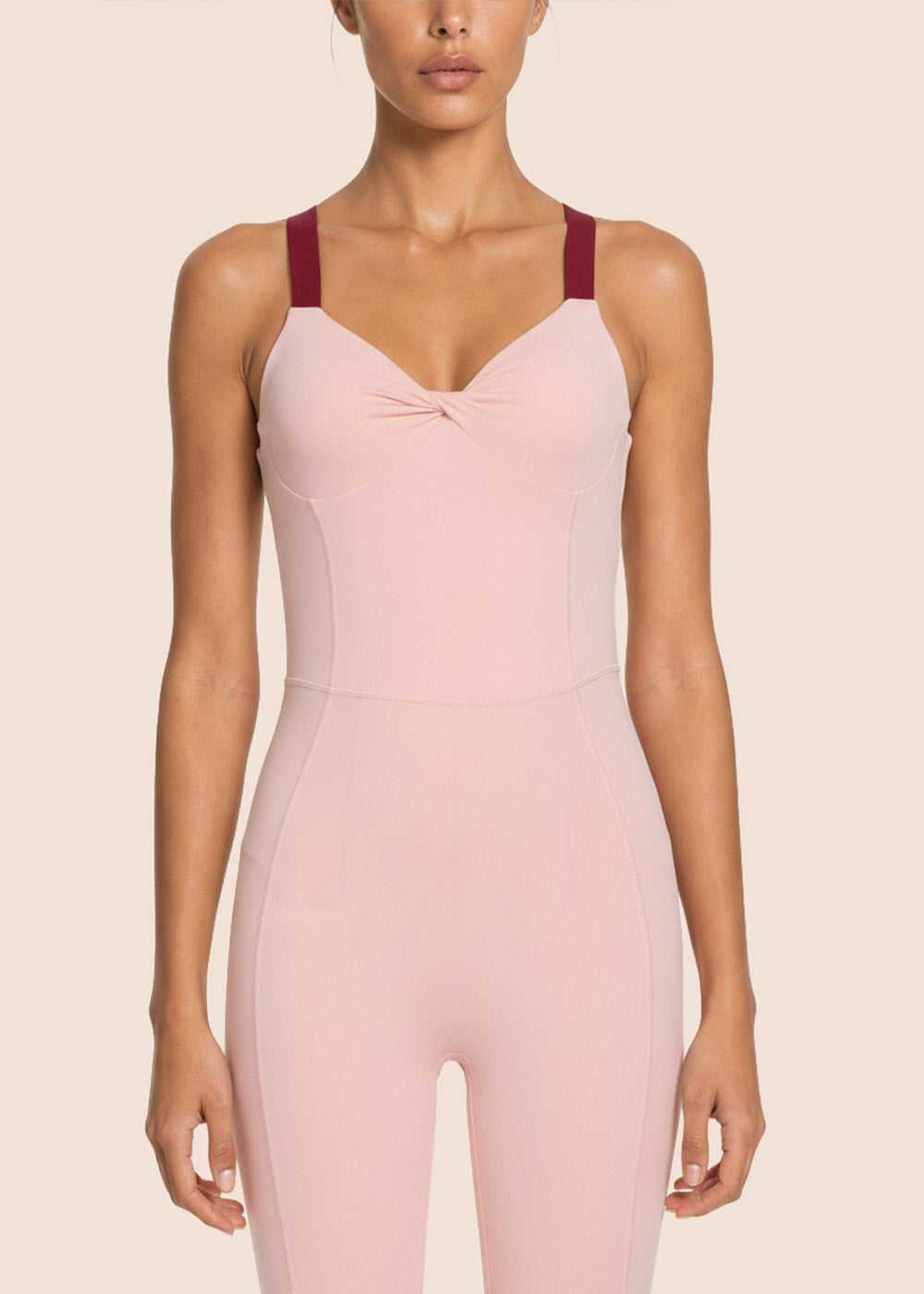 Twist Front Flare Jumpsuit Cross Back Yoga Onesie