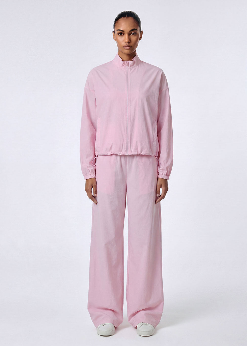 Lightweight Woven Elastic Waist Straight Leg Pants