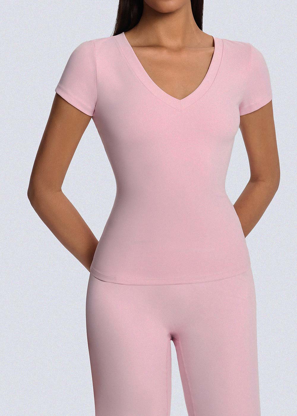 Women Buttery Soft V-Neck Fitted Shirt