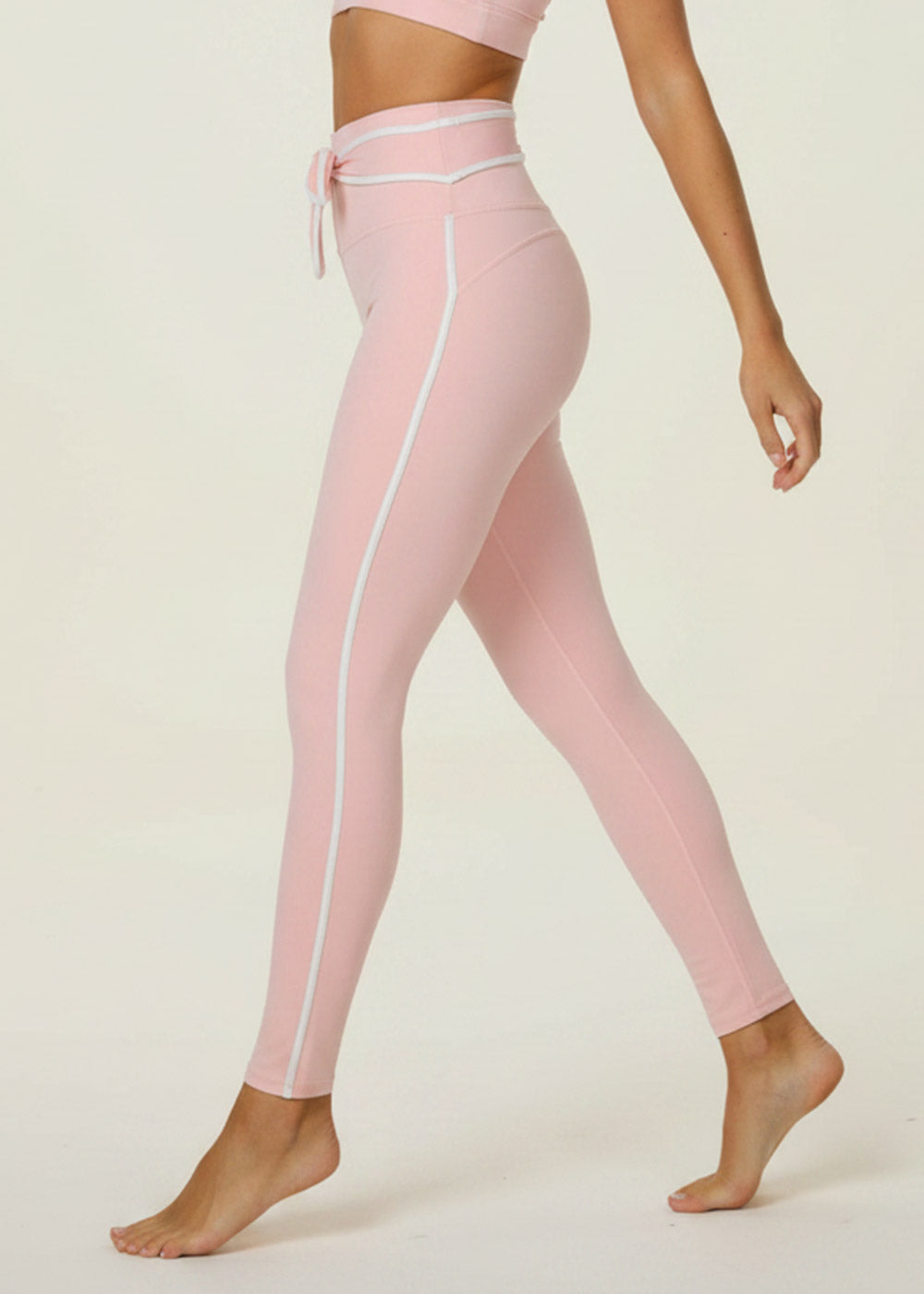 Tie‑Waist Side Stripe Yoga Leggings