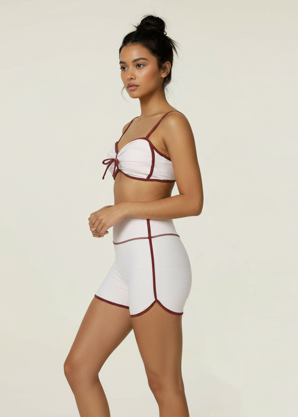 Sweetheart Neck Tie‑Front Spaghetti Strap Fitness Bra