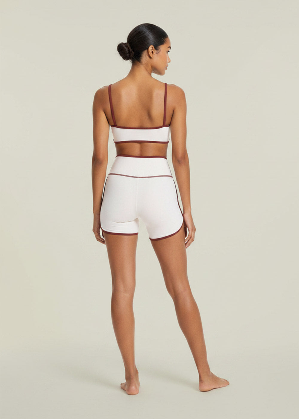 Contrast‑Trim High Waist Biker Shorts