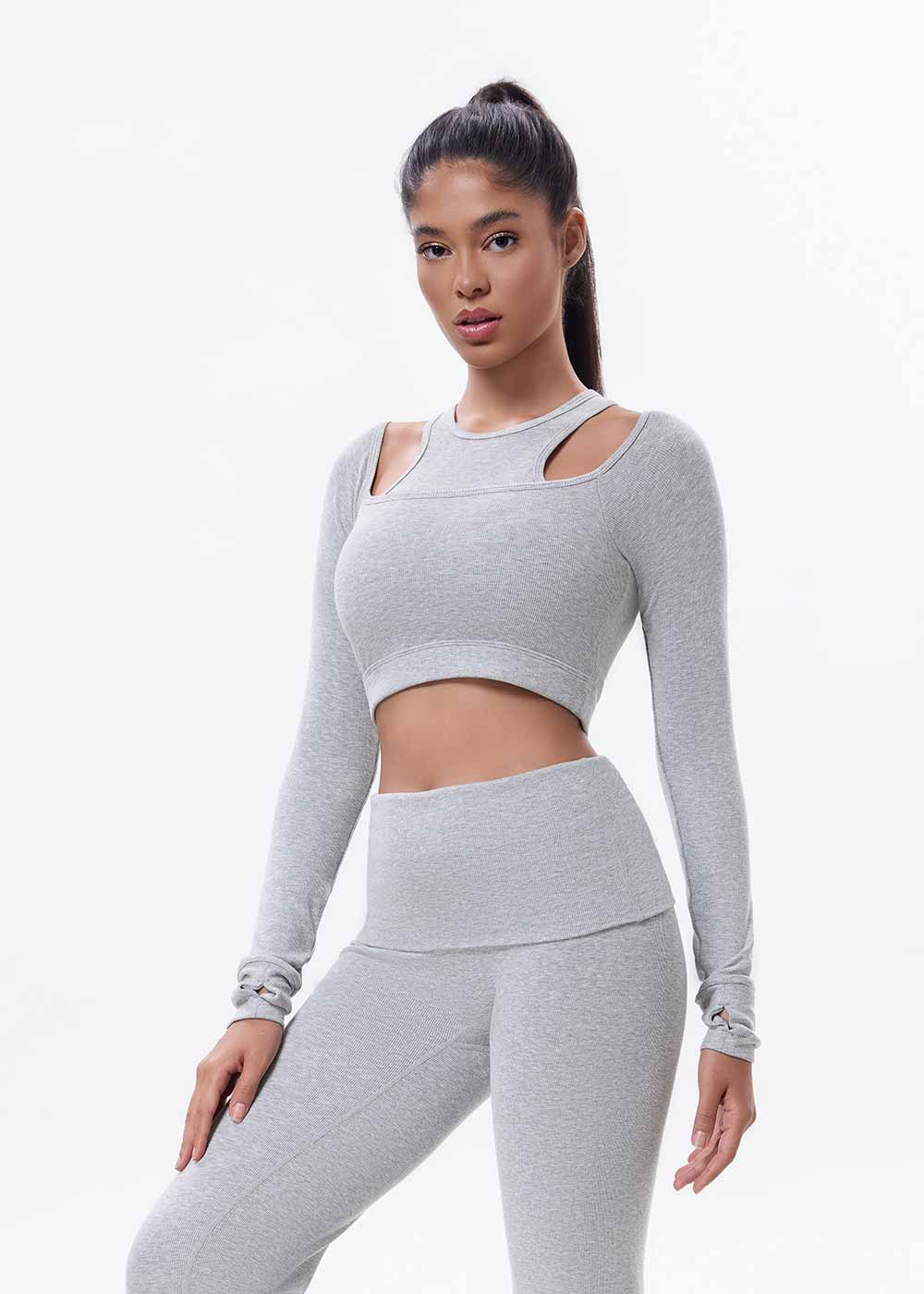 Hollow Out Shoulder Short Crop Fitness Tee