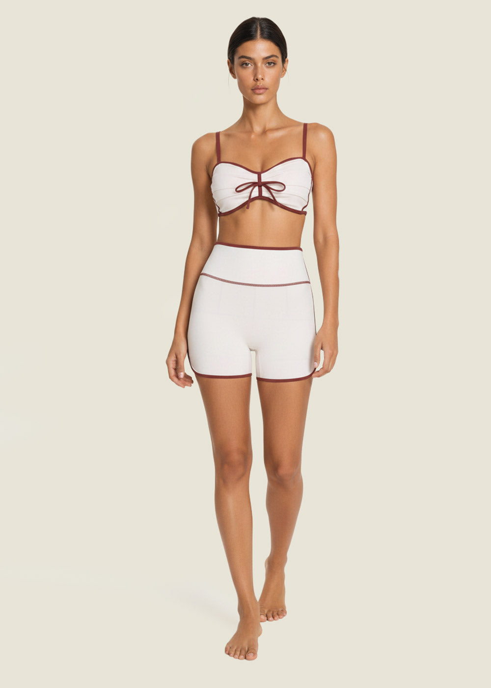 Sweetheart Neck Tie‑Front Spaghetti Strap Fitness Bra