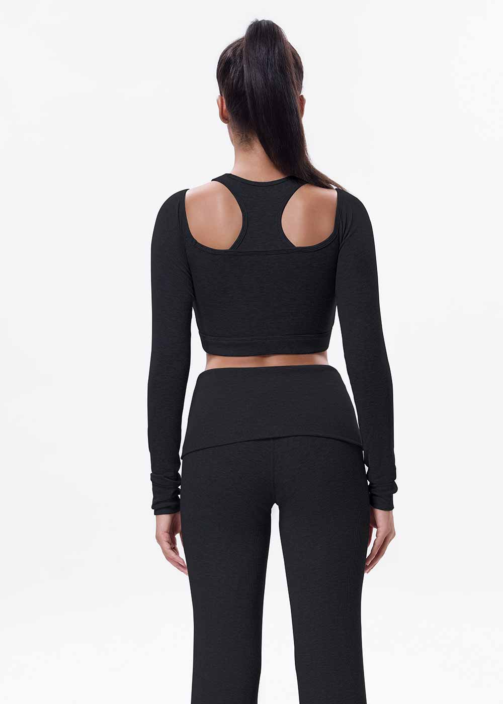 Hollow Out Shoulder Short Crop Fitness Tee