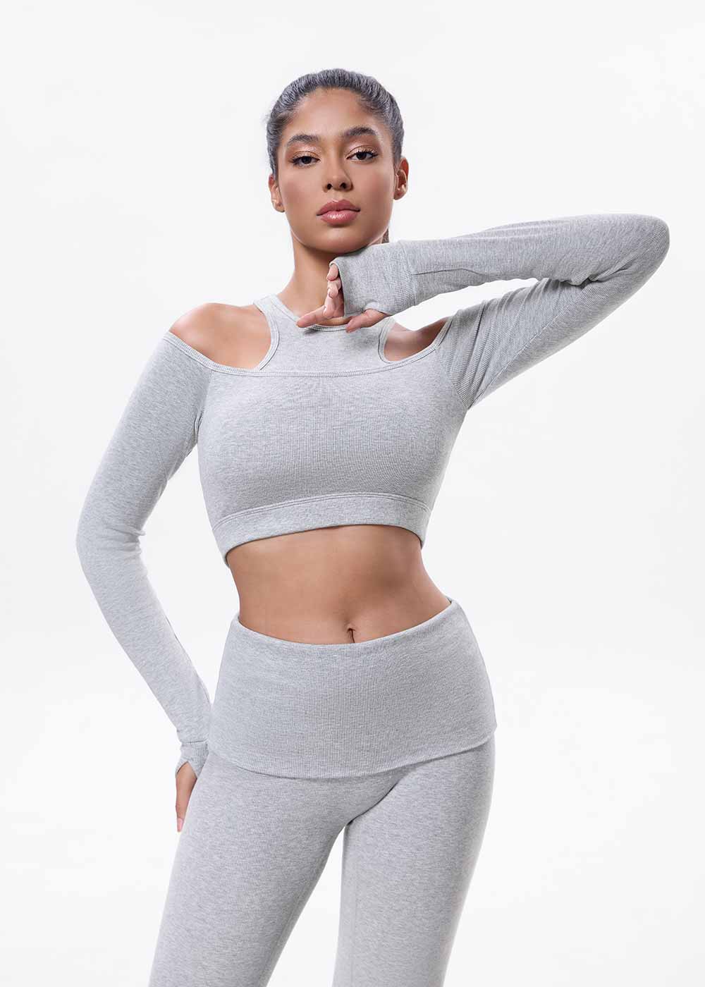 Hollow Out Shoulder Short Crop Fitness Tee