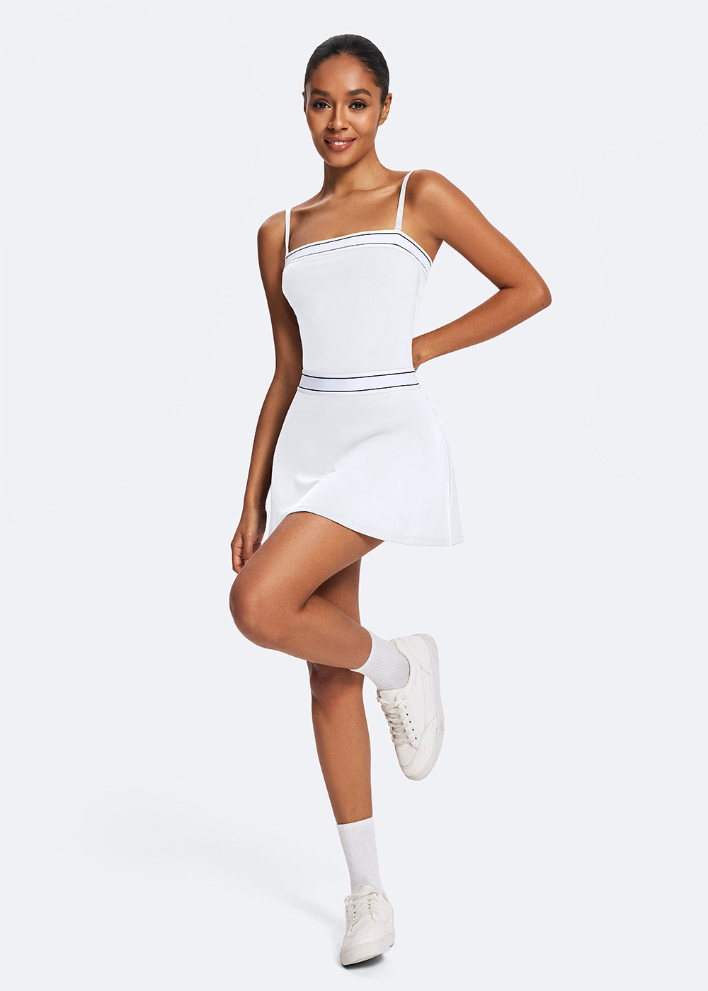 white tennis dress with shorts Carly Airbrush Tennis Dress in White