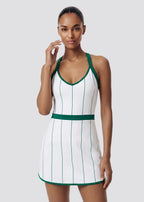 A classic tennis dress with contrasting color stripes