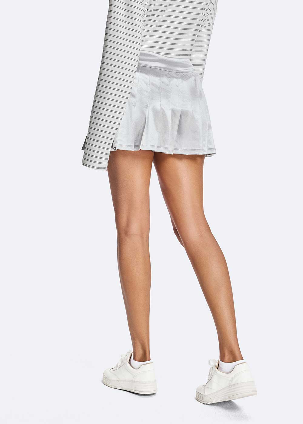 High Gloss Solid Press-Pleated Skort