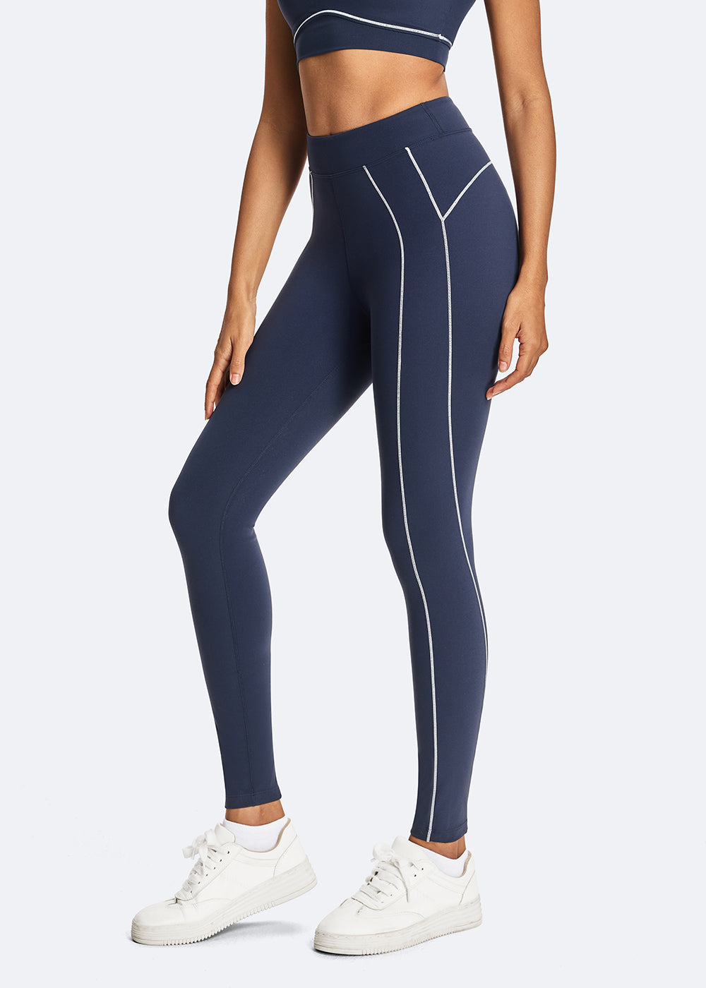Contrast Stitching High Waist Yoga Leggings - side