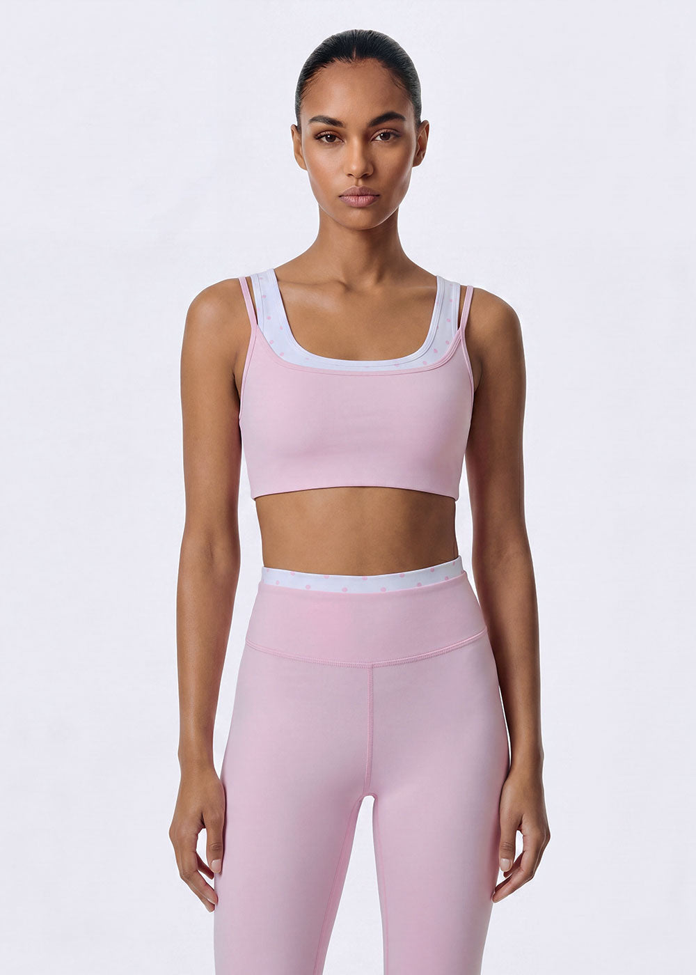 Wide U-Neck Contrast Trim Print Sports Bra