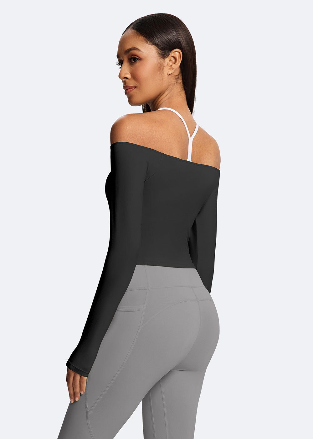 Off-Shoulder Cropped Long-Sleeve Top