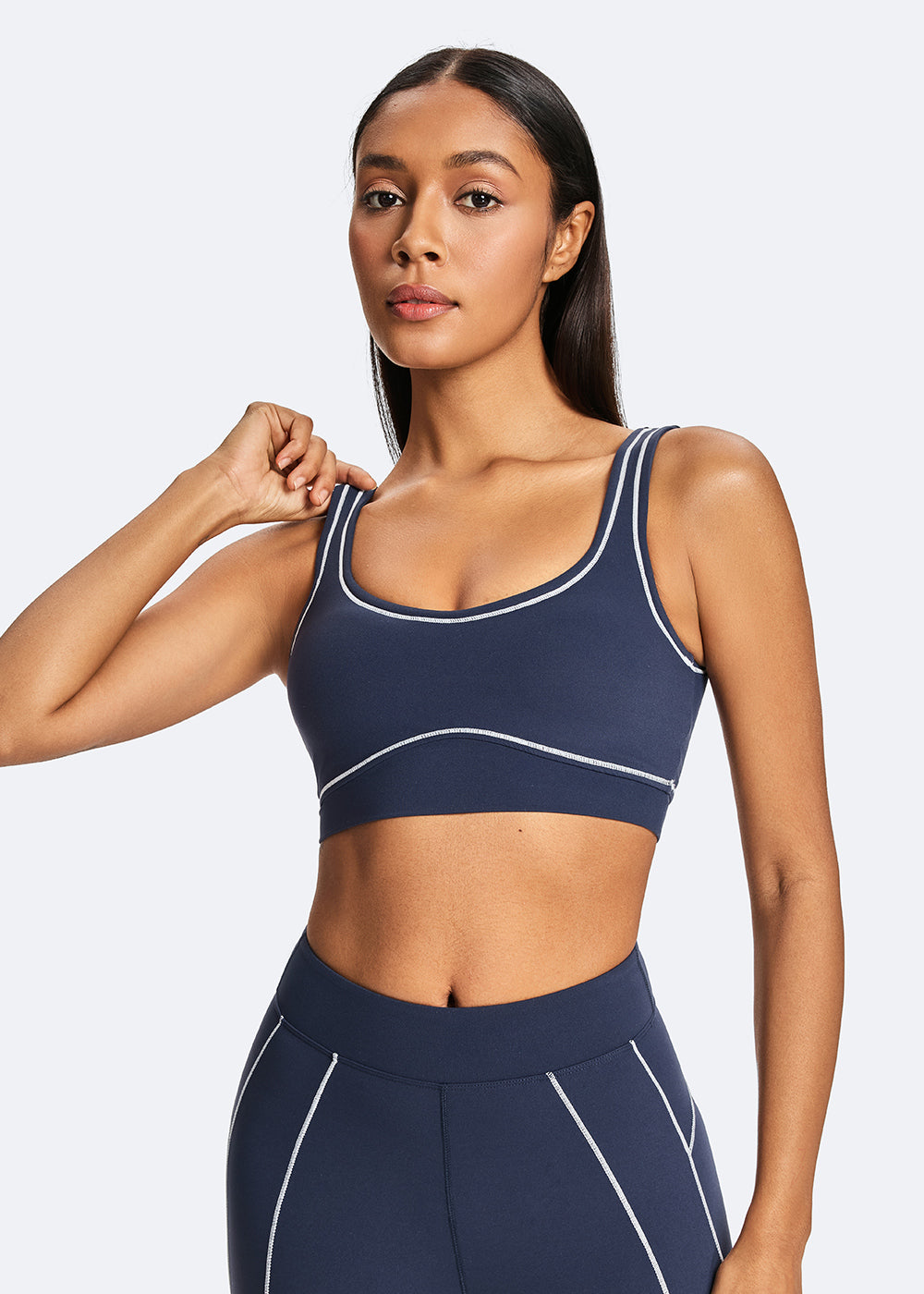 Contrast thread bodycon sports bra - front