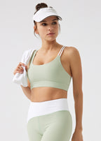 Asymmetric Straps Ribbed Bra