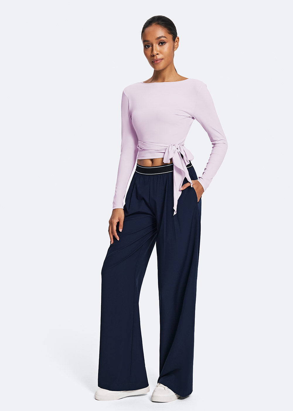 Wide-Leg Casual Pants with Elastic Waistband