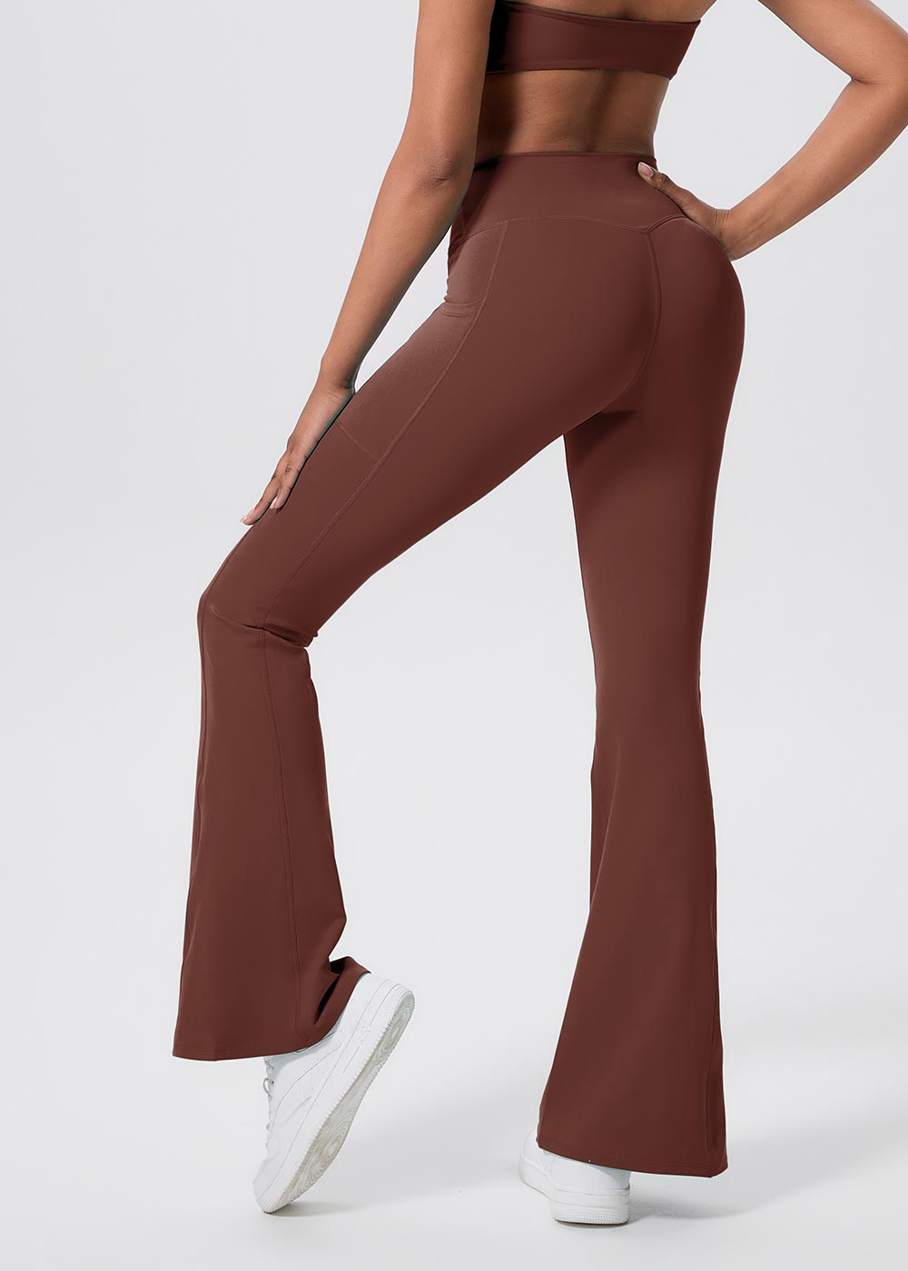 Twist-Waist Flare Leggings with Pockets