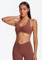Ruched Crisscross Back Sports Bra - front2