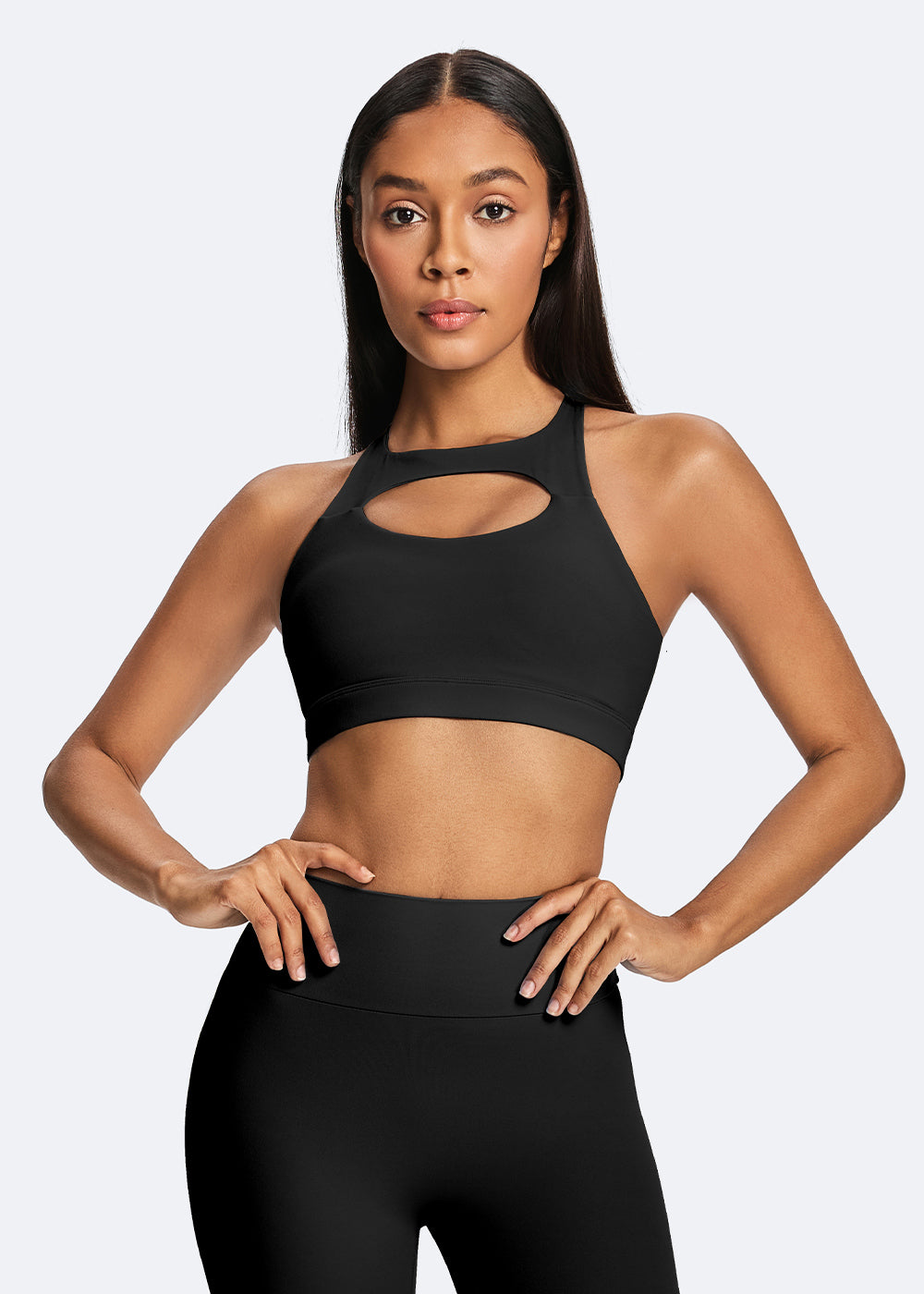 Convertible 2-Way Cutout Sports Bra - front2