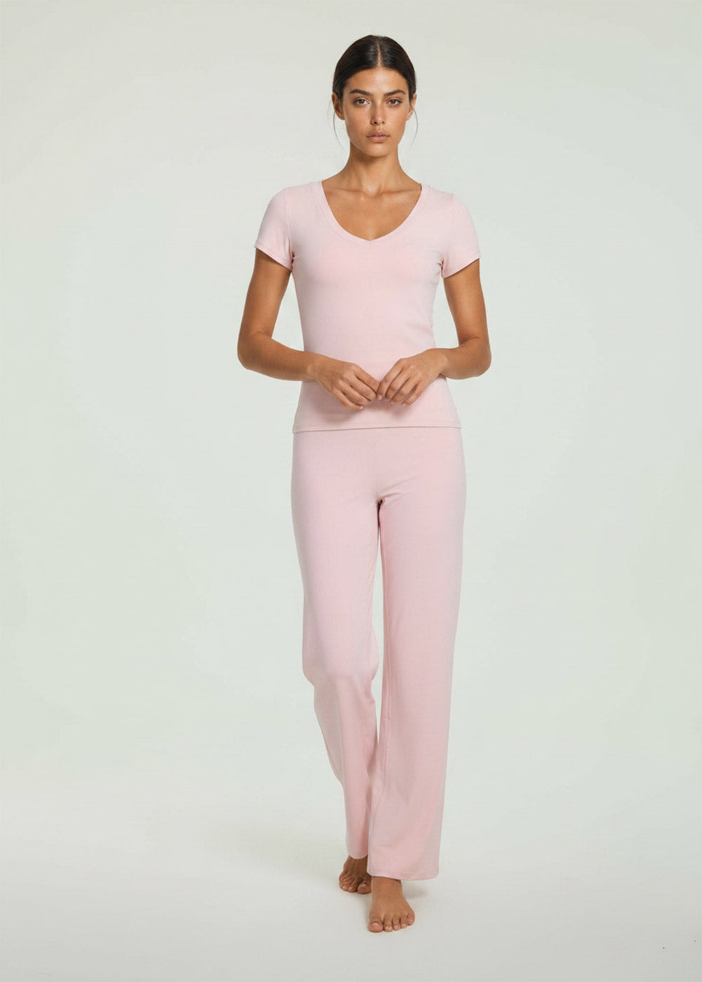 Women Buttery Soft V-Neck Fitted Shirt