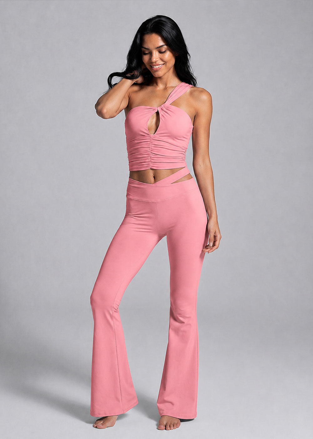 Cross Waist Cutout Flare Pants