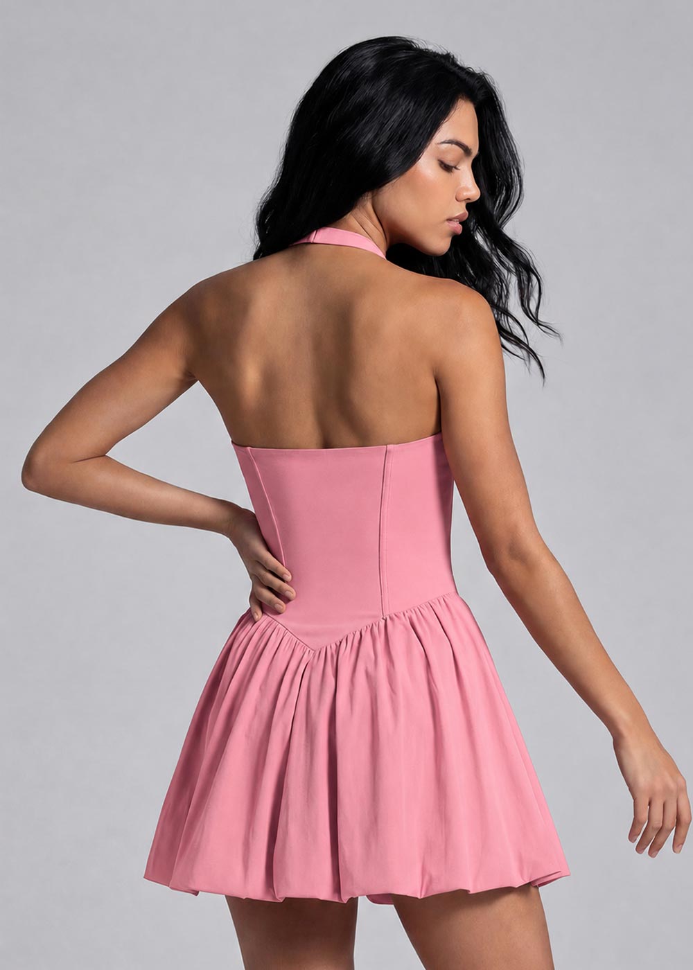 Halter Puff Dress Built in Shorts