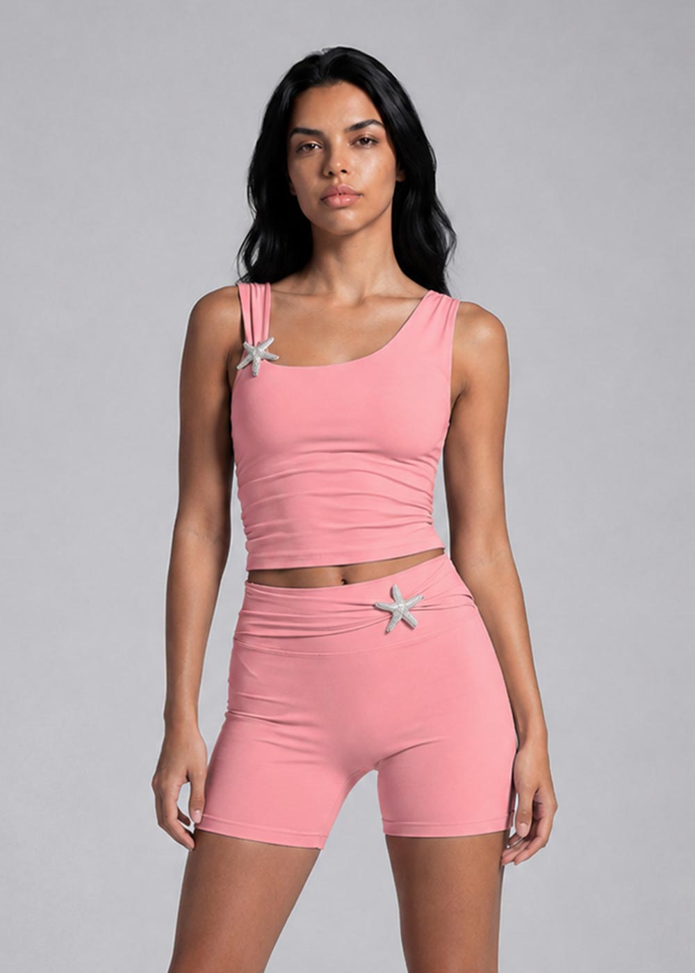 No Seam Front Pleated Waist Short