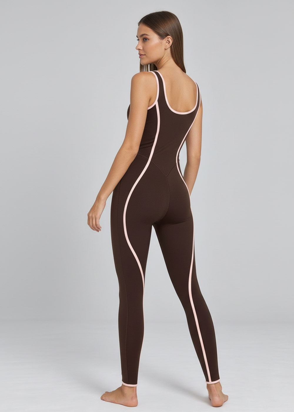 Women's Full-Length Yoga Jumpsuit with Contrast Trim