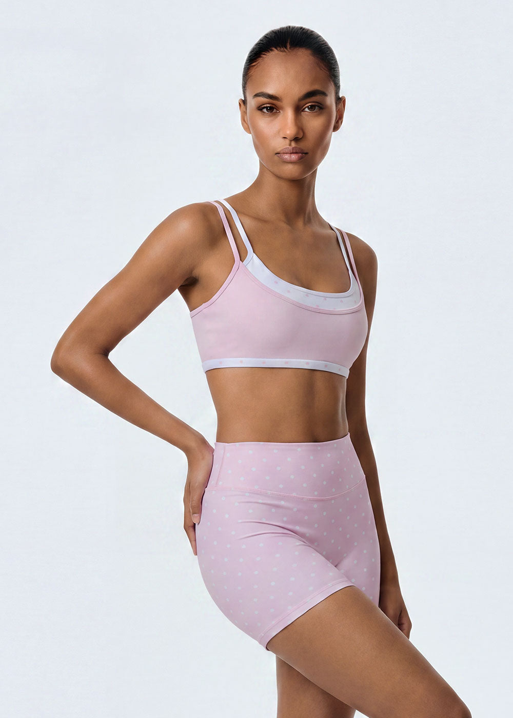 Thin Strap Double-Layer Print Sports Bra