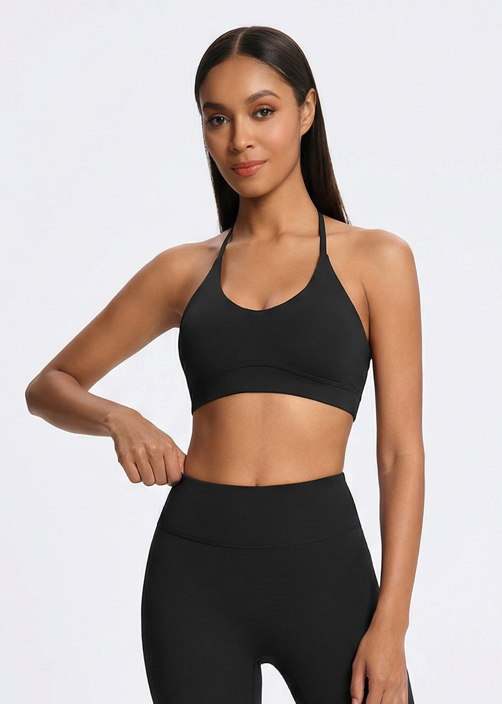 Halter Neck Eco-Friendly Sports Bra - front