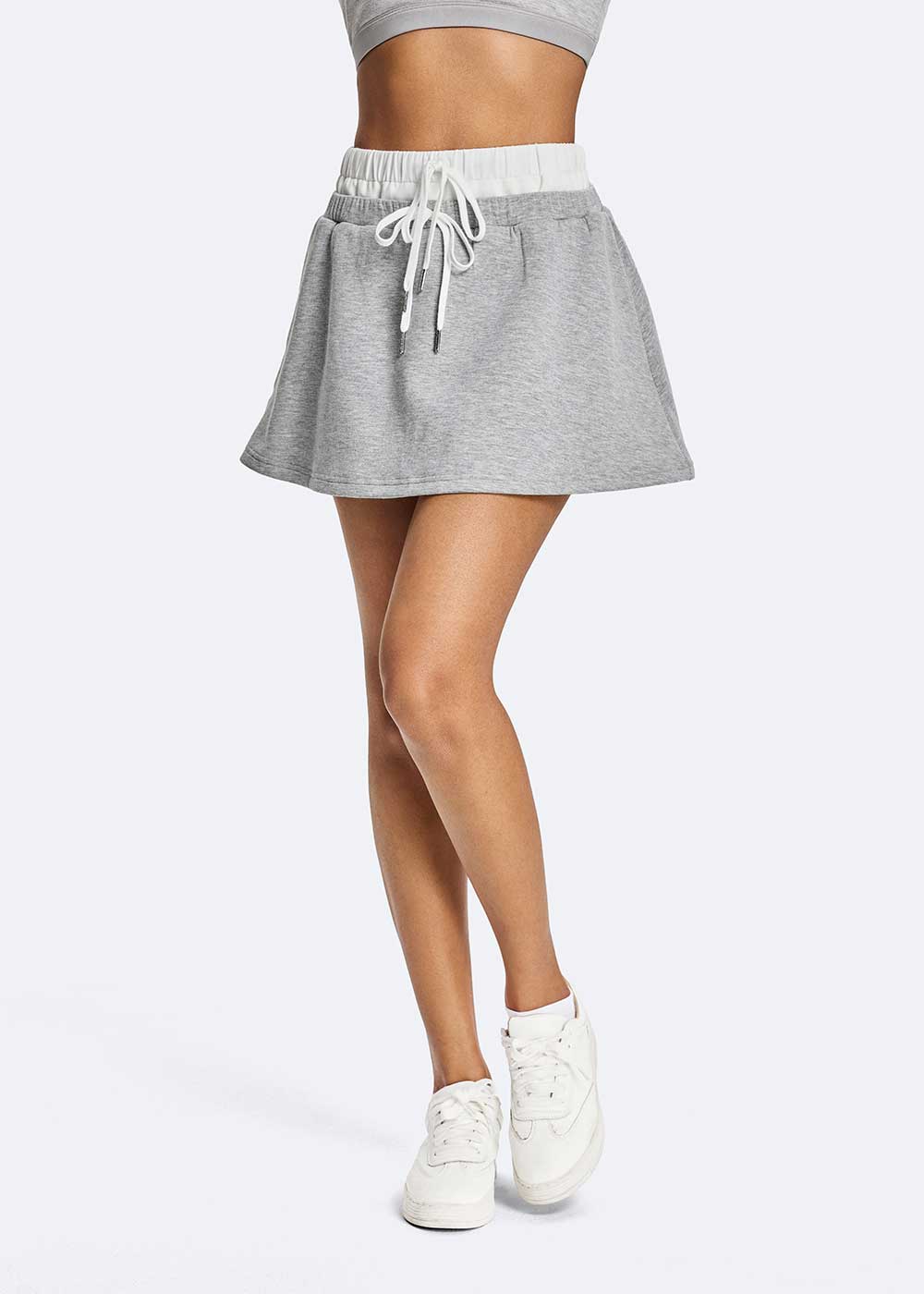 Cotton Blend Casual Drawstring A-Line Athletic Skort