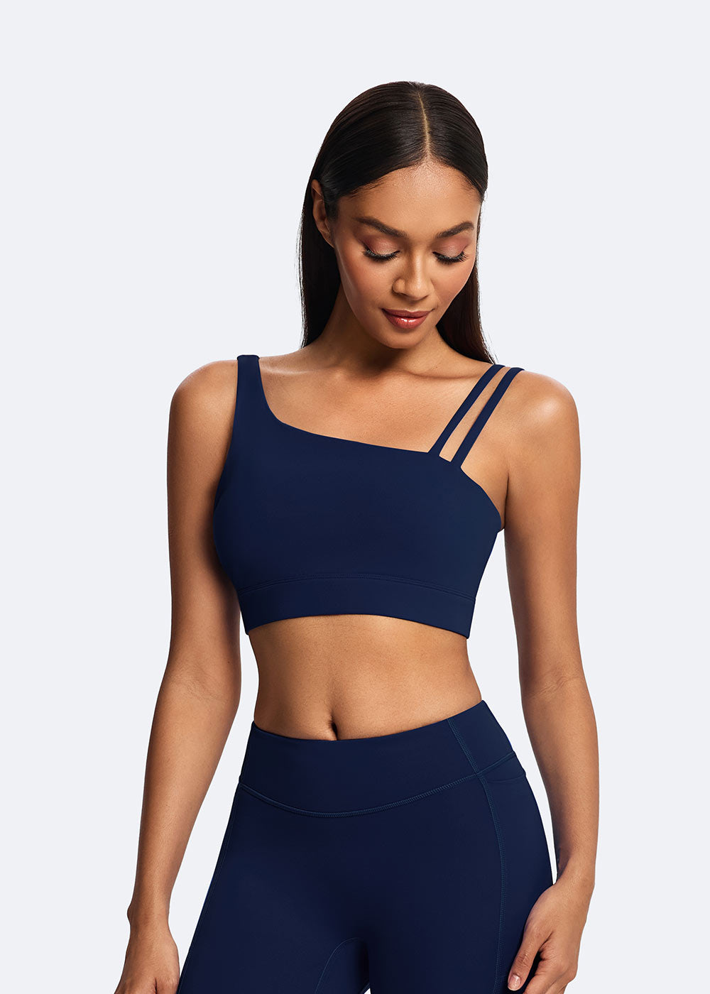 Asymmetric Strap Open-Back Sports Bra