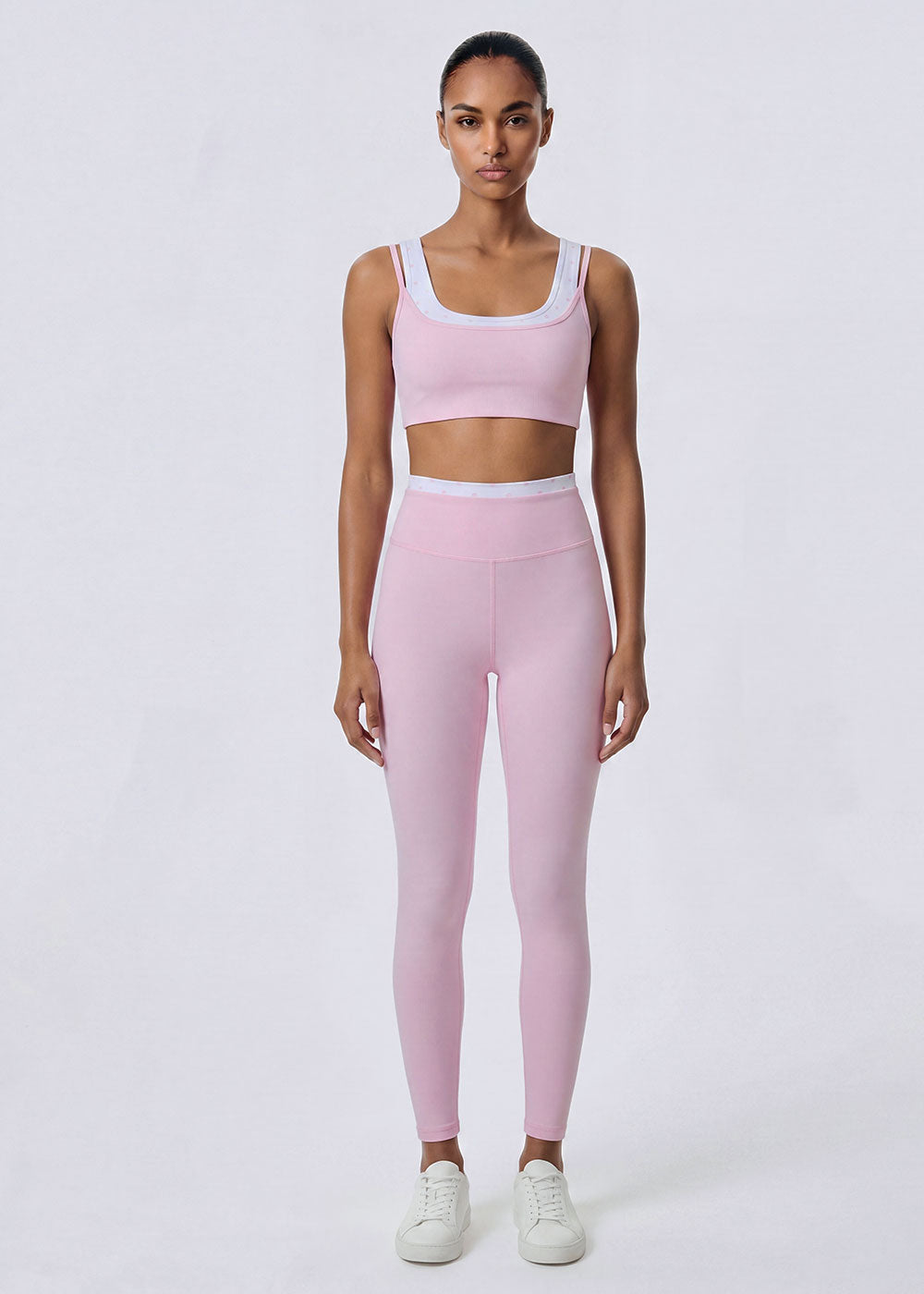 Wide U-Neck Contrast Trim Print Sports Bra