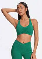 Ruched Crisscross Back Sports Bra - front1