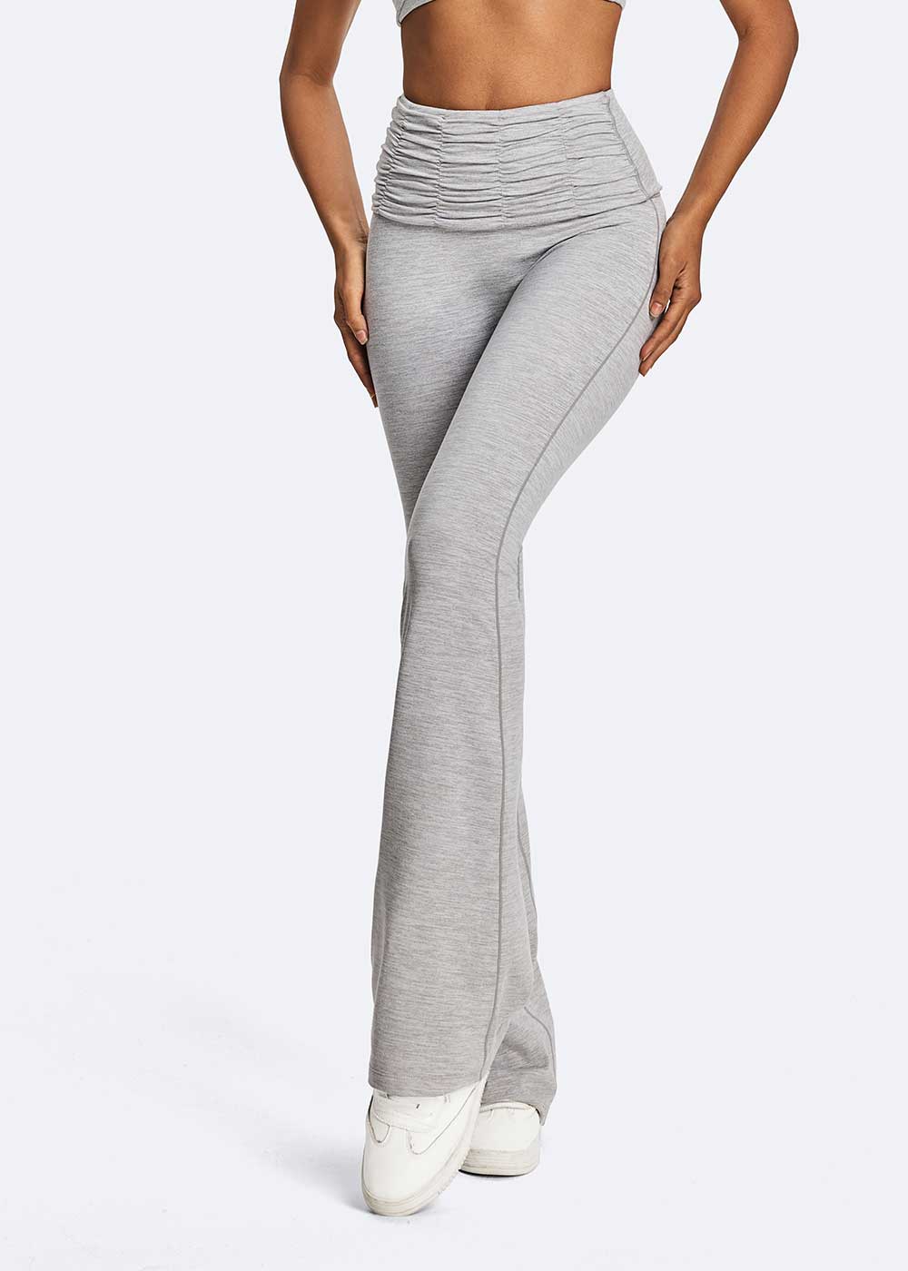 Elegant Pleats Fold Waist Flare Leg Pants