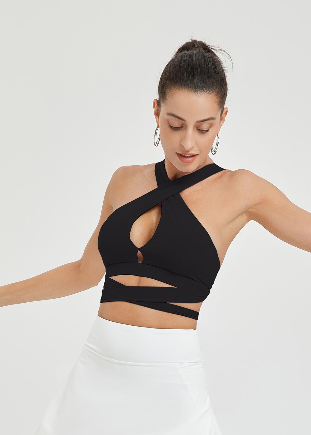 Halter Cross Wrap Sports Bra
