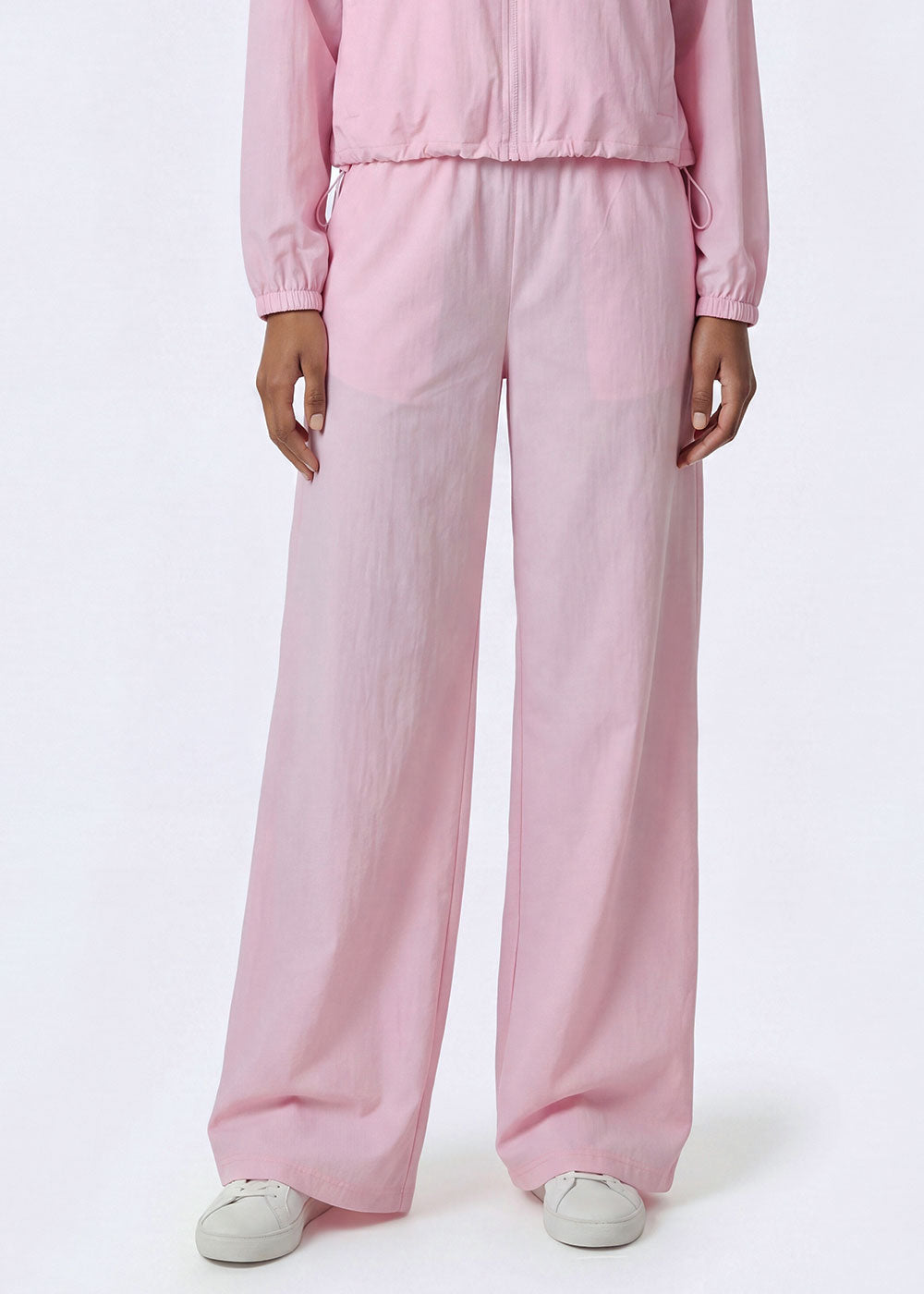 Lightweight Woven Elastic Waist Straight Leg Pants