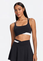 Contrast Color Double Strap Sports Bra - front