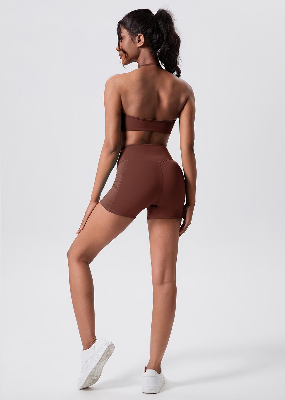 Twist-Waist Biker Shorts with Pockets