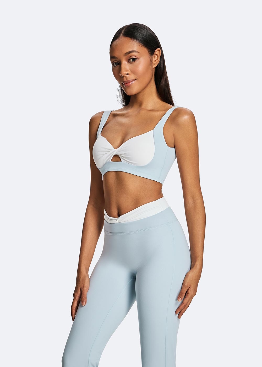 Sexy Cutouts Bra with Contrasting Colors Close-up on the Left Side